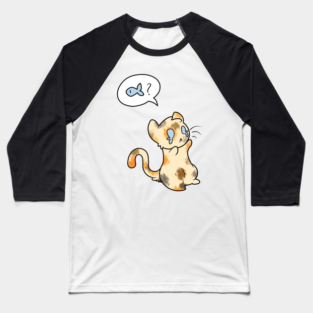 Fishy? (Calico) Baseball T-Shirt by NivRyo